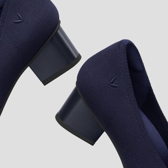 Vivaia Navy Blue Removable Charm Pointed Toe Block Heel Bow Pumps US 8 EU‎ 39 - Picture 14 of 14